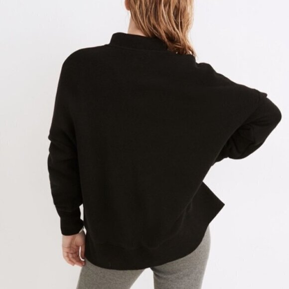 Madewell MWL Airyterry Half-Zip Tunic Sweatshirt Black Small - Picture 2 of 6